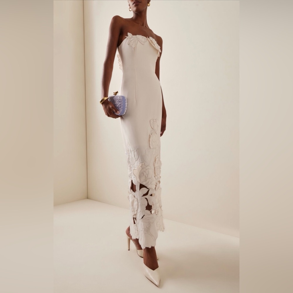 Leo Lin Rayna Floral-Appliquéd Crepe Maxi Dress